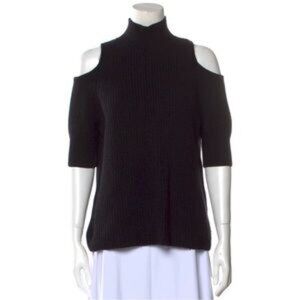 Zoe Jordan Cashmere Wool Chunky Knit Funnel Neck Cut Out Black Sweater M / L